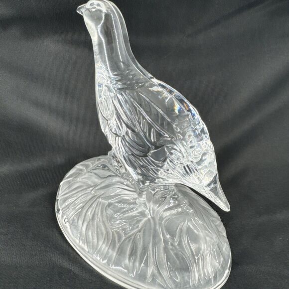 Crystal Red Grouse Figurine Glass Cristal D'Arques France Clear 5.5” T x 5.25”L - Picture 5 of 12